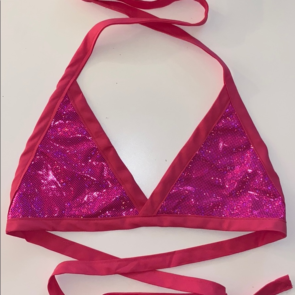 custom made pink sparkly triangle top